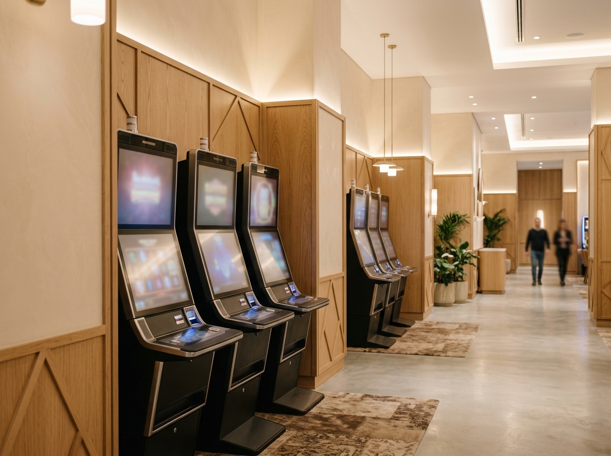 Modern video slot machines in a light-toned club